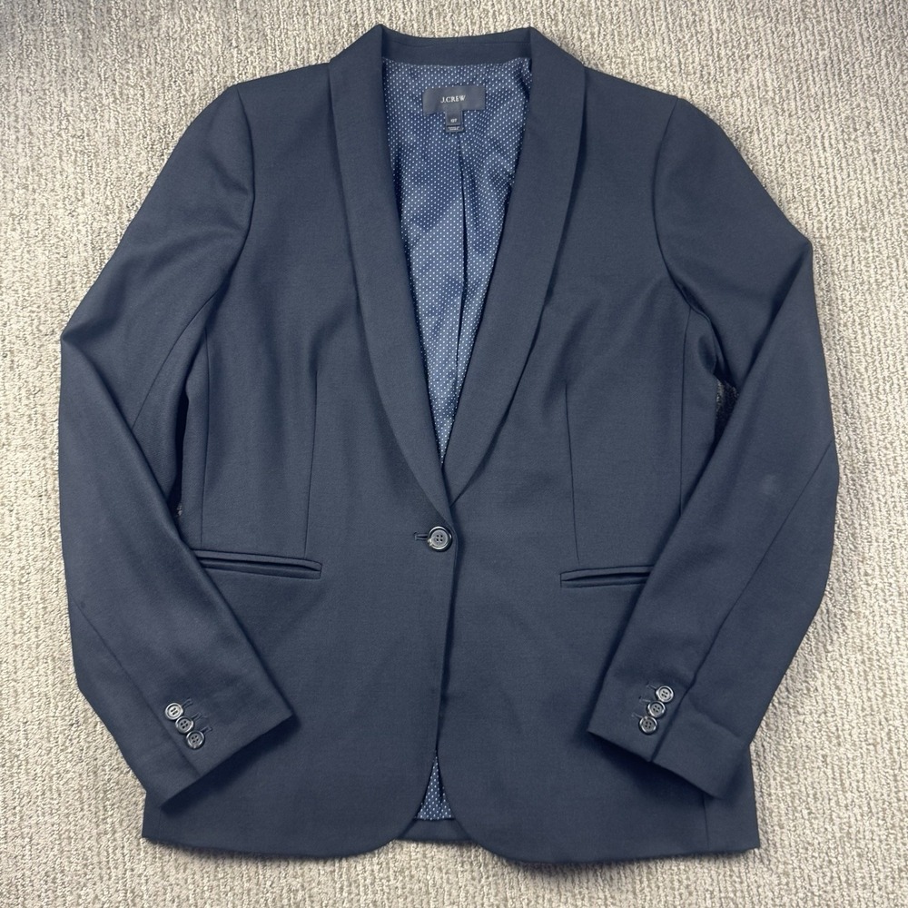 J Crew Womens 10T Wool Blend Blazer Jacket Stretch Black